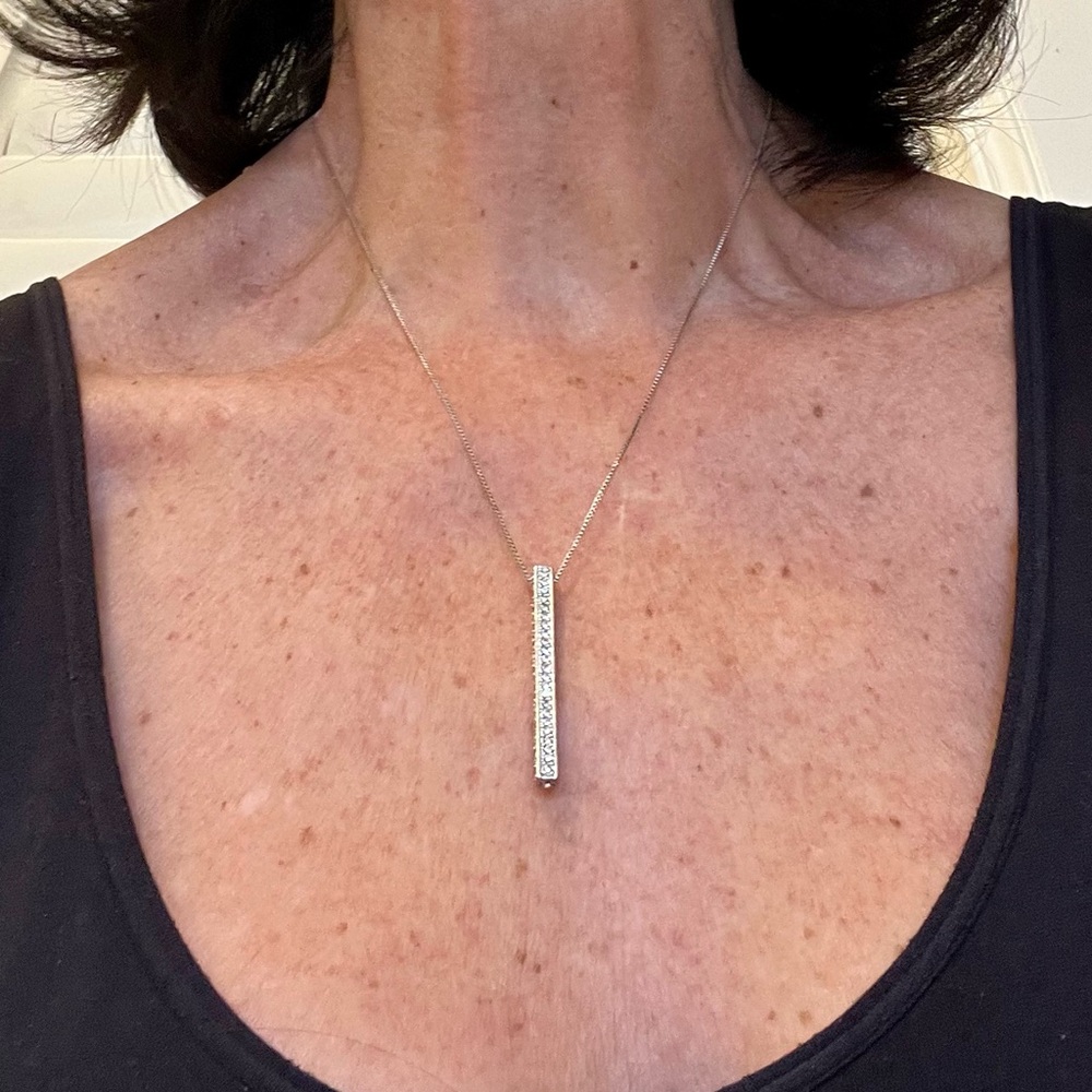 Bar Pendant Necklace - Silver plated chain - Picture 16 of 16